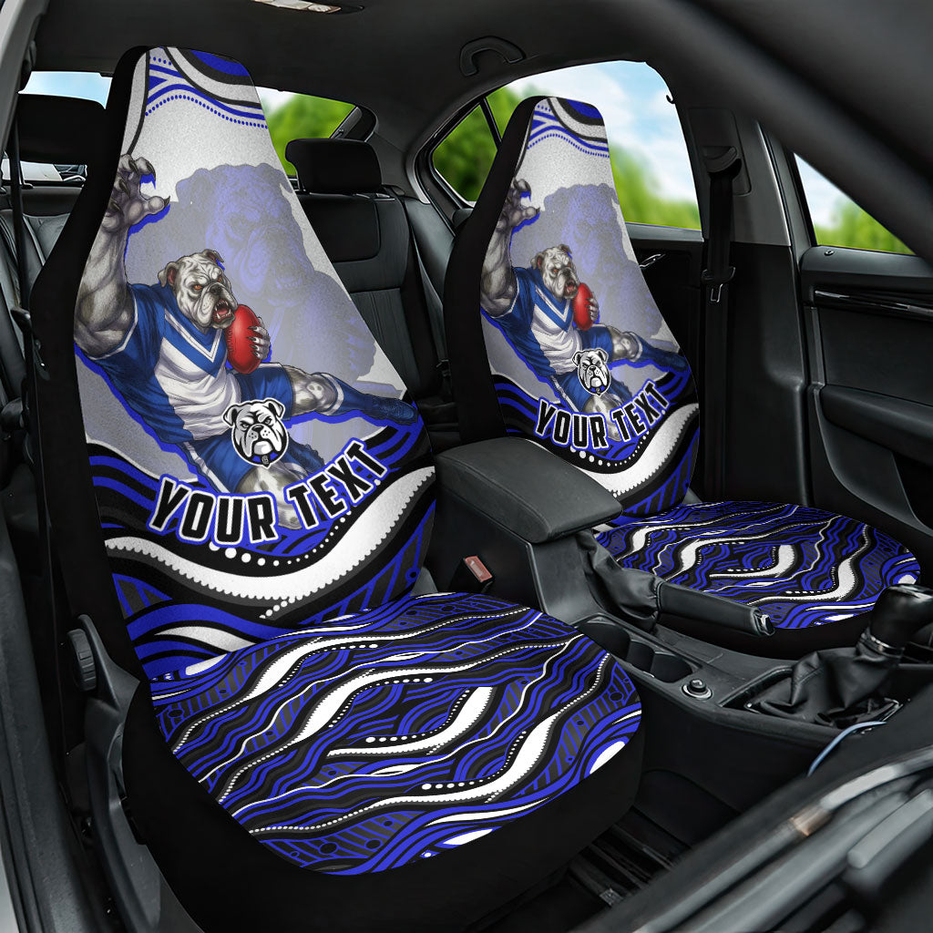 Personalized Canterbury Bankstown Bulldogs Car Seat Cover Aboriginal Dot Art - Dreamtime Rugby Mascot