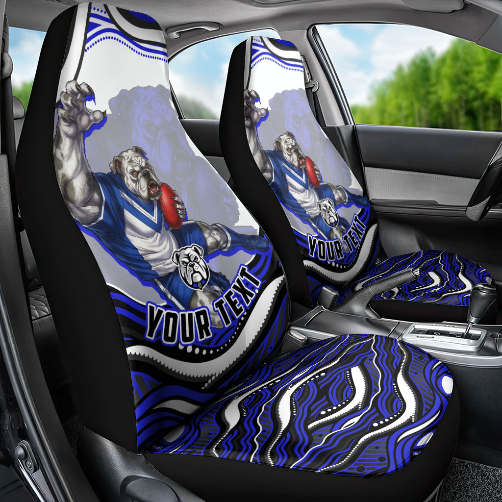 Personalized Canterbury Bankstown Bulldogs Car Seat Cover Aboriginal Dot Art - Dreamtime Rugby Mascot