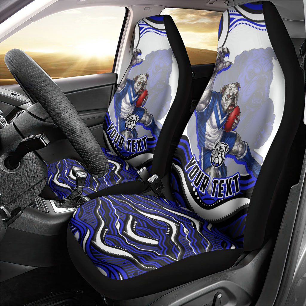 Personalized Canterbury Bankstown Bulldogs Car Seat Cover Aboriginal Dot Art - Dreamtime Rugby Mascot
