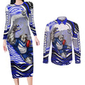 Personalized Canterbury Bankstown Bulldogs Couples Matching Long Sleeve Bodycon Dress and Long Sleeve Button Shirt Aboriginal Dot Art - Dreamtime Rugby Mascot