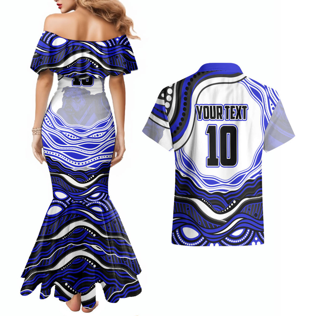 Personalized Canterbury Bankstown Bulldogs Couples Matching Mermaid Dress and Hawaiian Shirt Aboriginal Dot Art - Dreamtime Rugby Mascot