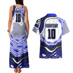 Personalized Canterbury Bankstown Bulldogs Couples Matching Tank Maxi Dress and Hawaiian Shirt Aboriginal Dot Art - Dreamtime Rugby Mascot