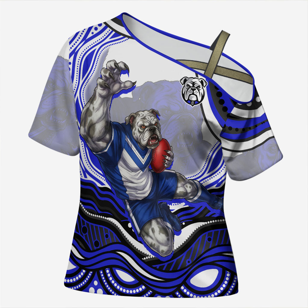 Personalized Canterbury Bankstown Bulldogs Cross Shoulder Shirt Aboriginal Dot Art - Dreamtime Rugby Mascot