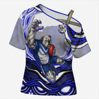 Personalized Canterbury Bankstown Bulldogs Cross Shoulder Shirt Aboriginal Dot Art - Dreamtime Rugby Mascot