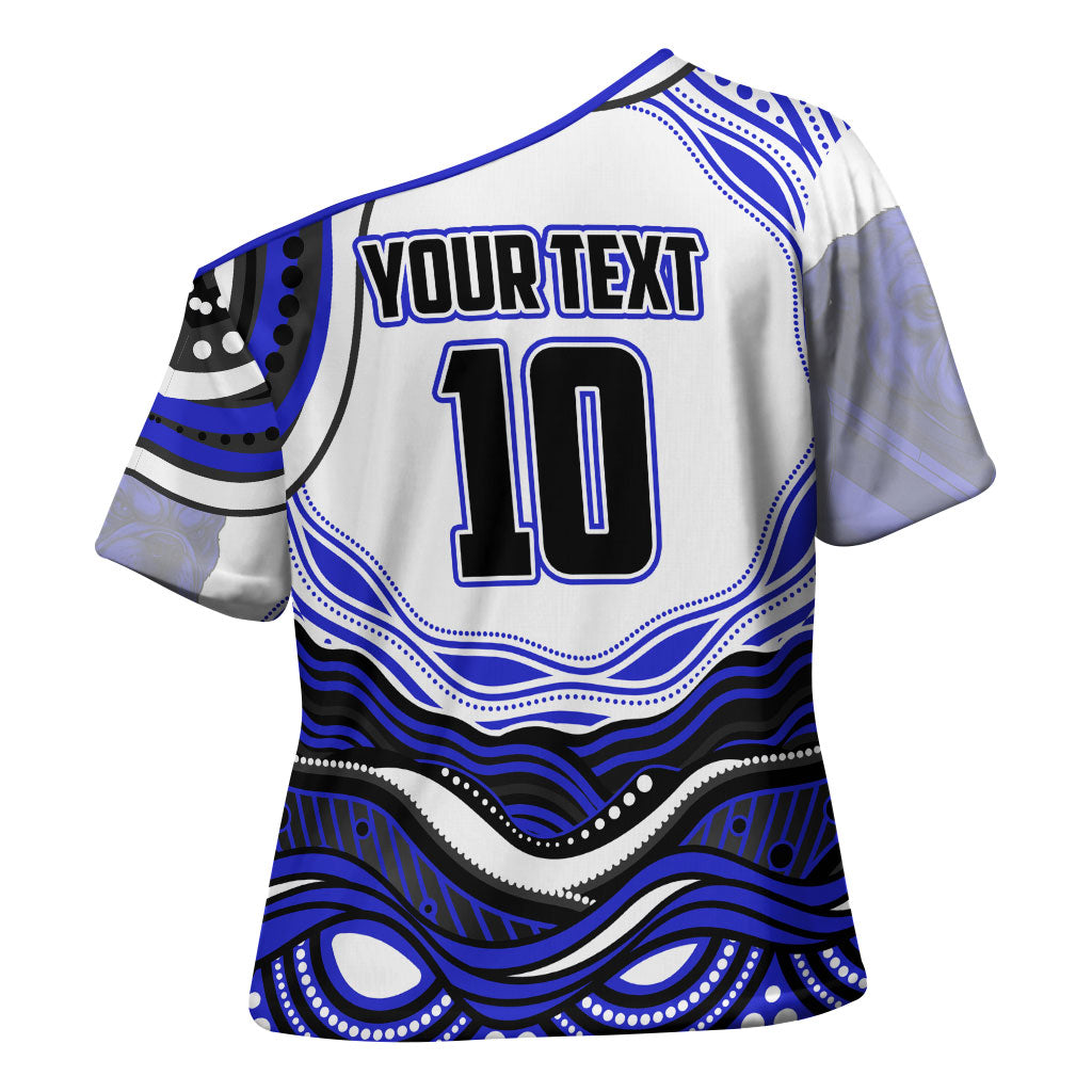 Personalized Canterbury Bankstown Bulldogs Cross Shoulder Shirt Aboriginal Dot Art - Dreamtime Rugby Mascot
