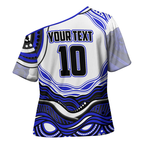 Personalized Canterbury Bankstown Bulldogs Cross Shoulder Shirt Aboriginal Dot Art - Dreamtime Rugby Mascot