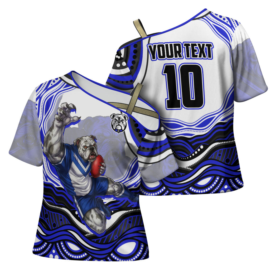 Personalized Canterbury Bankstown Bulldogs Cross Shoulder Shirt Aboriginal Dot Art - Dreamtime Rugby Mascot