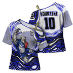 Personalized Canterbury Bankstown Bulldogs Cross Shoulder Shirt Aboriginal Dot Art - Dreamtime Rugby Mascot