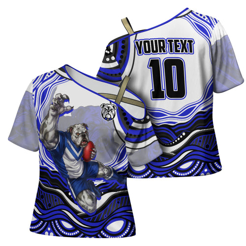 Personalized Canterbury Bankstown Bulldogs Cross Shoulder Shirt Aboriginal Dot Art - Dreamtime Rugby Mascot