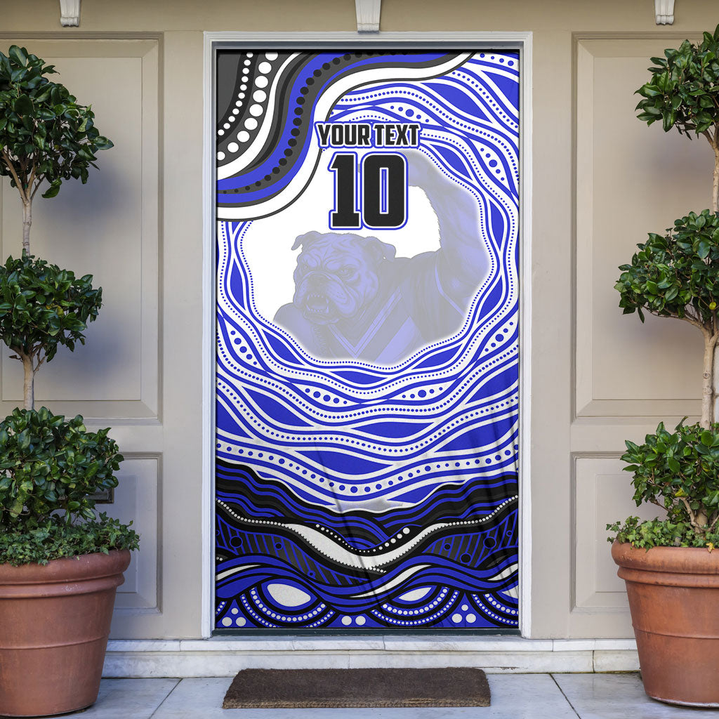 Personalized Canterbury Bankstown Bulldogs Door Cover Aboriginal Dot Art - Dreamtime Rugby Mascot