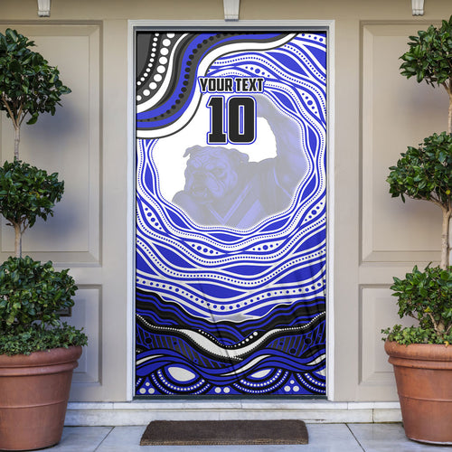 Personalized Canterbury Bankstown Bulldogs Door Cover Aboriginal Dot Art - Dreamtime Rugby Mascot