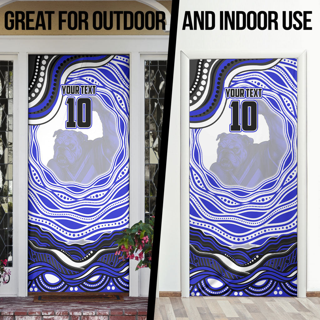 Personalized Canterbury Bankstown Bulldogs Door Cover Aboriginal Dot Art - Dreamtime Rugby Mascot