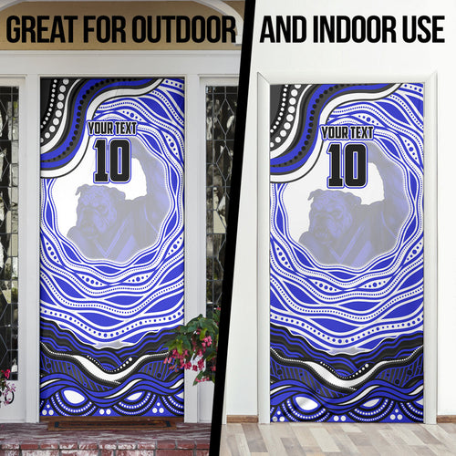 Personalized Canterbury Bankstown Bulldogs Door Cover Aboriginal Dot Art - Dreamtime Rugby Mascot