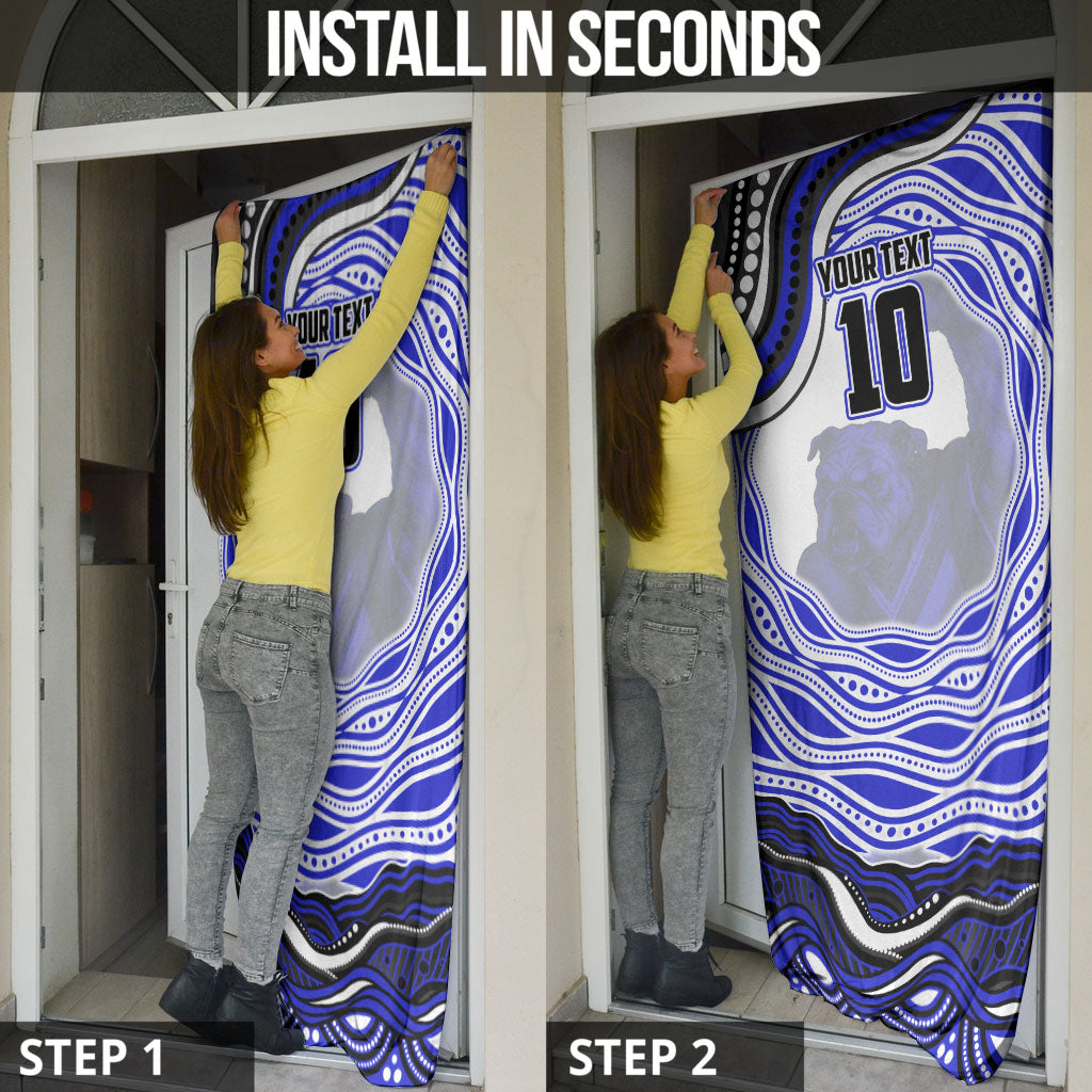 Personalized Canterbury Bankstown Bulldogs Door Cover Aboriginal Dot Art - Dreamtime Rugby Mascot