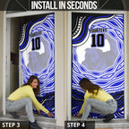 Personalized Canterbury Bankstown Bulldogs Door Cover Aboriginal Dot Art - Dreamtime Rugby Mascot