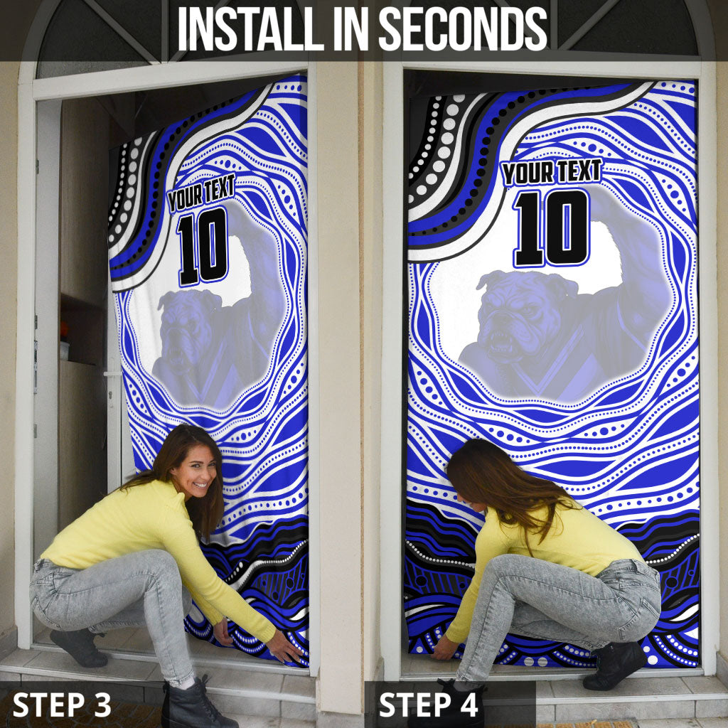 Personalized Canterbury Bankstown Bulldogs Door Cover Aboriginal Dot Art - Dreamtime Rugby Mascot