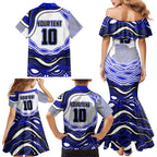 Personalized Canterbury Bankstown Bulldogs Family Matching Mermaid Dress and Hawaiian Shirt Aboriginal Dot Art - Dreamtime Rugby Mascot