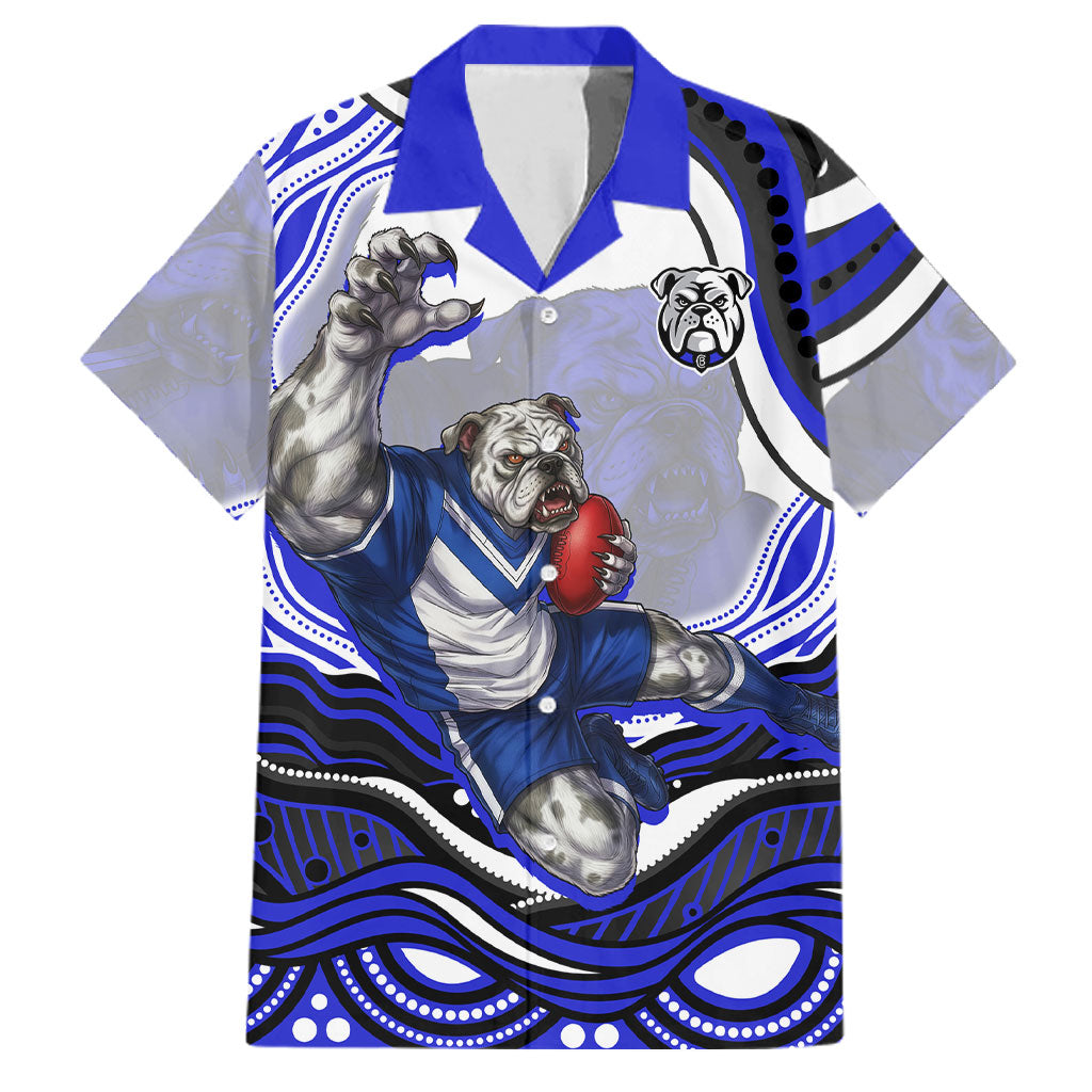 Personalized Canterbury Bankstown Bulldogs Family Matching Mermaid Dress and Hawaiian Shirt Aboriginal Dot Art - Dreamtime Rugby Mascot
