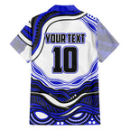 Personalized Canterbury Bankstown Bulldogs Family Matching Mermaid Dress and Hawaiian Shirt Aboriginal Dot Art - Dreamtime Rugby Mascot