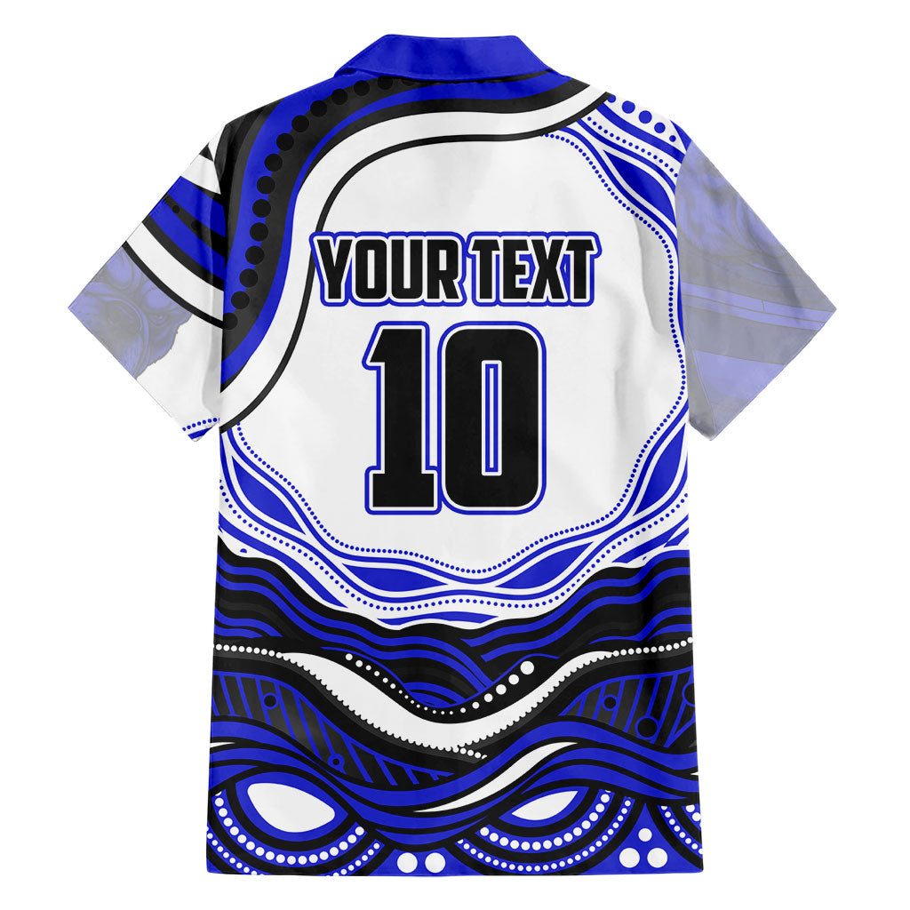 Personalized Canterbury Bankstown Bulldogs Family Matching Mermaid Dress and Hawaiian Shirt Aboriginal Dot Art - Dreamtime Rugby Mascot