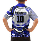 Personalized Canterbury Bankstown Bulldogs Family Matching Off Shoulder Short Dress and Hawaiian Shirt Aboriginal Dot Art - Dreamtime Rugby Mascot