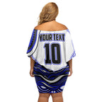 Personalized Canterbury Bankstown Bulldogs Family Matching Off Shoulder Short Dress and Hawaiian Shirt Aboriginal Dot Art - Dreamtime Rugby Mascot