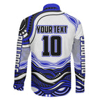 Personalized Canterbury Bankstown Bulldogs Family Matching Puletasi and Hawaiian Shirt Aboriginal Dot Art - Dreamtime Rugby Mascot