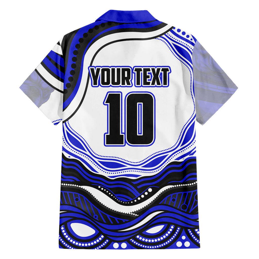 Personalized Canterbury Bankstown Bulldogs Family Matching Short Sleeve Bodycon Dress and Hawaiian Shirt Aboriginal Dot Art - Dreamtime Rugby Mascot
