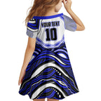 Personalized Canterbury Bankstown Bulldogs Family Matching Summer Maxi Dress and Hawaiian Shirt Aboriginal Dot Art - Dreamtime Rugby Mascot