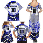 Personalized Canterbury Bankstown Bulldogs Family Matching Summer Maxi Dress and Hawaiian Shirt Aboriginal Dot Art - Dreamtime Rugby Mascot