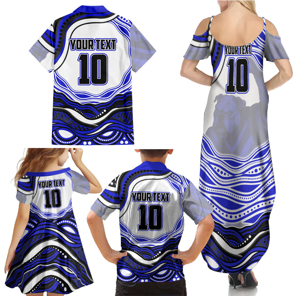 Personalized Canterbury Bankstown Bulldogs Family Matching Summer Maxi Dress and Hawaiian Shirt Aboriginal Dot Art - Dreamtime Rugby Mascot