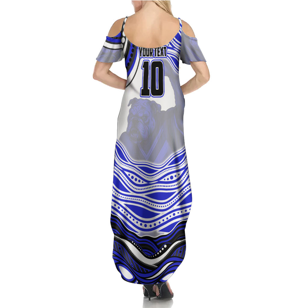 Personalized Canterbury Bankstown Bulldogs Family Matching Summer Maxi Dress and Hawaiian Shirt Aboriginal Dot Art - Dreamtime Rugby Mascot