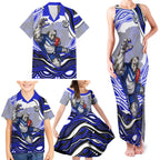 Personalized Canterbury Bankstown Bulldogs Family Matching Tank Maxi Dress and Hawaiian Shirt Aboriginal Dot Art - Dreamtime Rugby Mascot