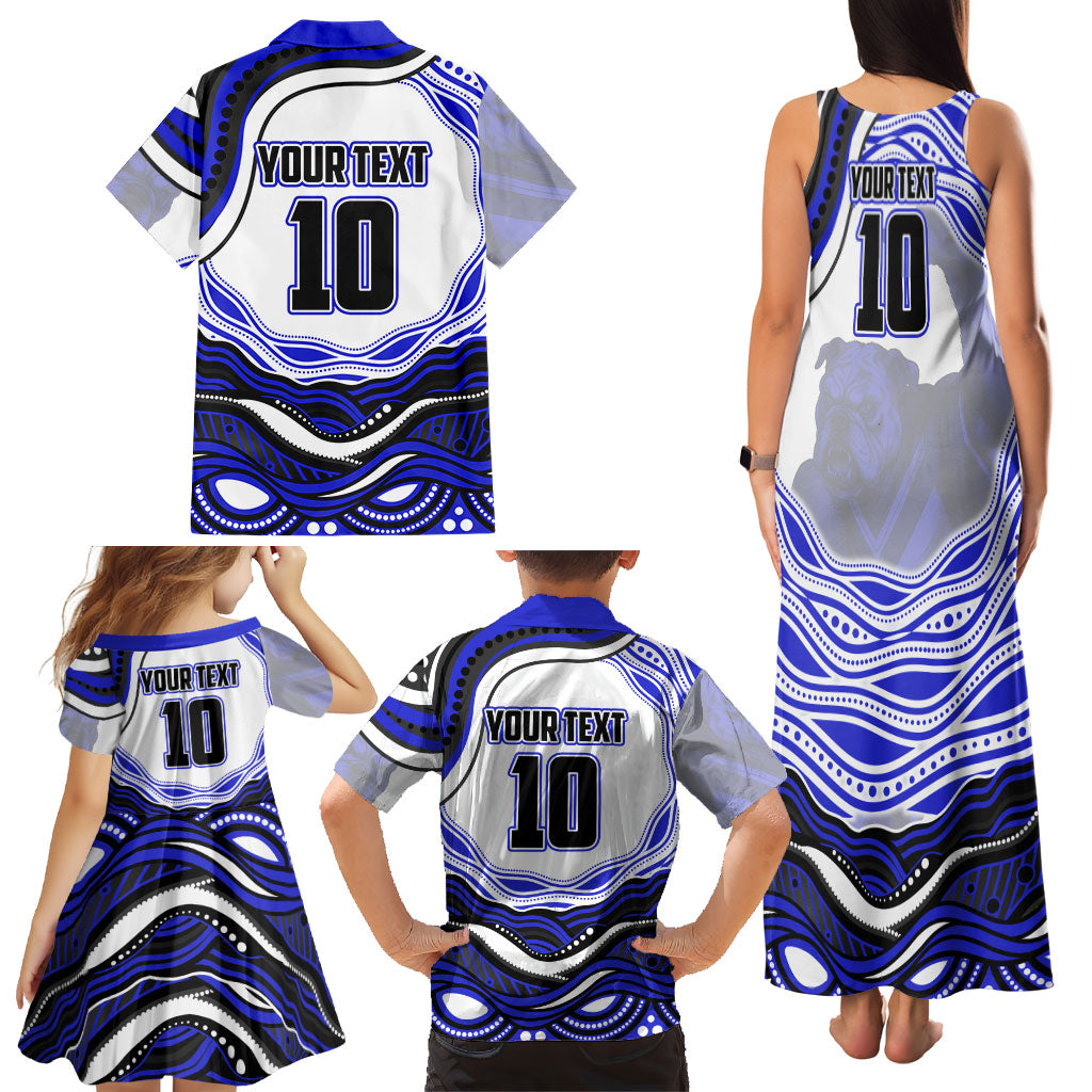 Personalized Canterbury Bankstown Bulldogs Family Matching Tank Maxi Dress and Hawaiian Shirt Aboriginal Dot Art - Dreamtime Rugby Mascot