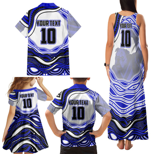 Personalized Canterbury Bankstown Bulldogs Family Matching Tank Maxi Dress and Hawaiian Shirt Aboriginal Dot Art - Dreamtime Rugby Mascot
