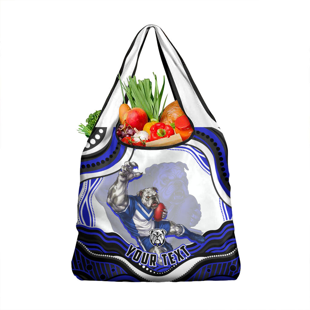 Personalized Canterbury Bankstown Bulldogs Grocery Bag Aboriginal Dot Art - Dreamtime Rugby Mascot