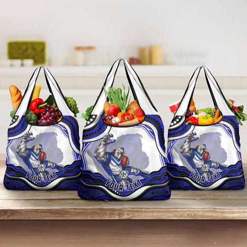 Personalized Canterbury Bankstown Bulldogs Grocery Bag Aboriginal Dot Art - Dreamtime Rugby Mascot