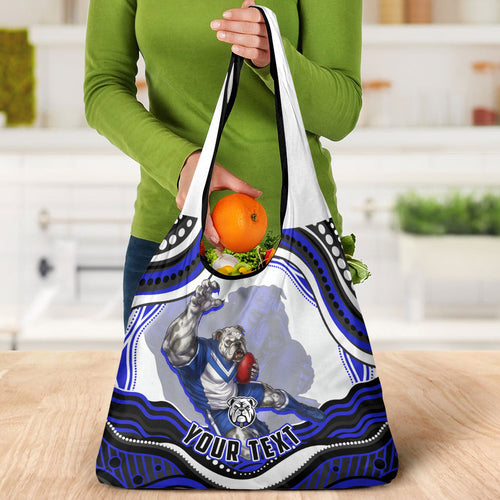 Personalized Canterbury Bankstown Bulldogs Grocery Bag Aboriginal Dot Art - Dreamtime Rugby Mascot