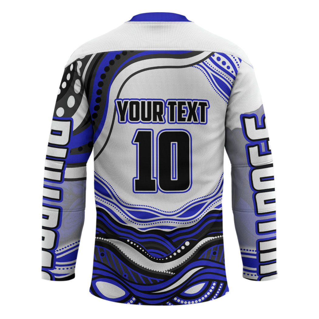Personalized Canterbury Bankstown Bulldogs Hockey Jersey Aboriginal Dot Art - Dreamtime Rugby Mascot