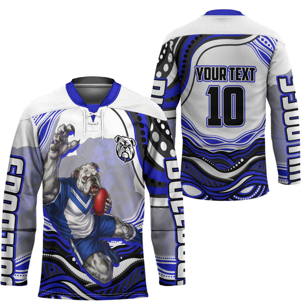 Personalized Canterbury Bankstown Bulldogs Hockey Jersey Aboriginal Dot Art - Dreamtime Rugby Mascot