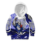 Personalized Canterbury Bankstown Bulldogs Kid Hoodie Aboriginal Dot Art - Dreamtime Rugby Mascot