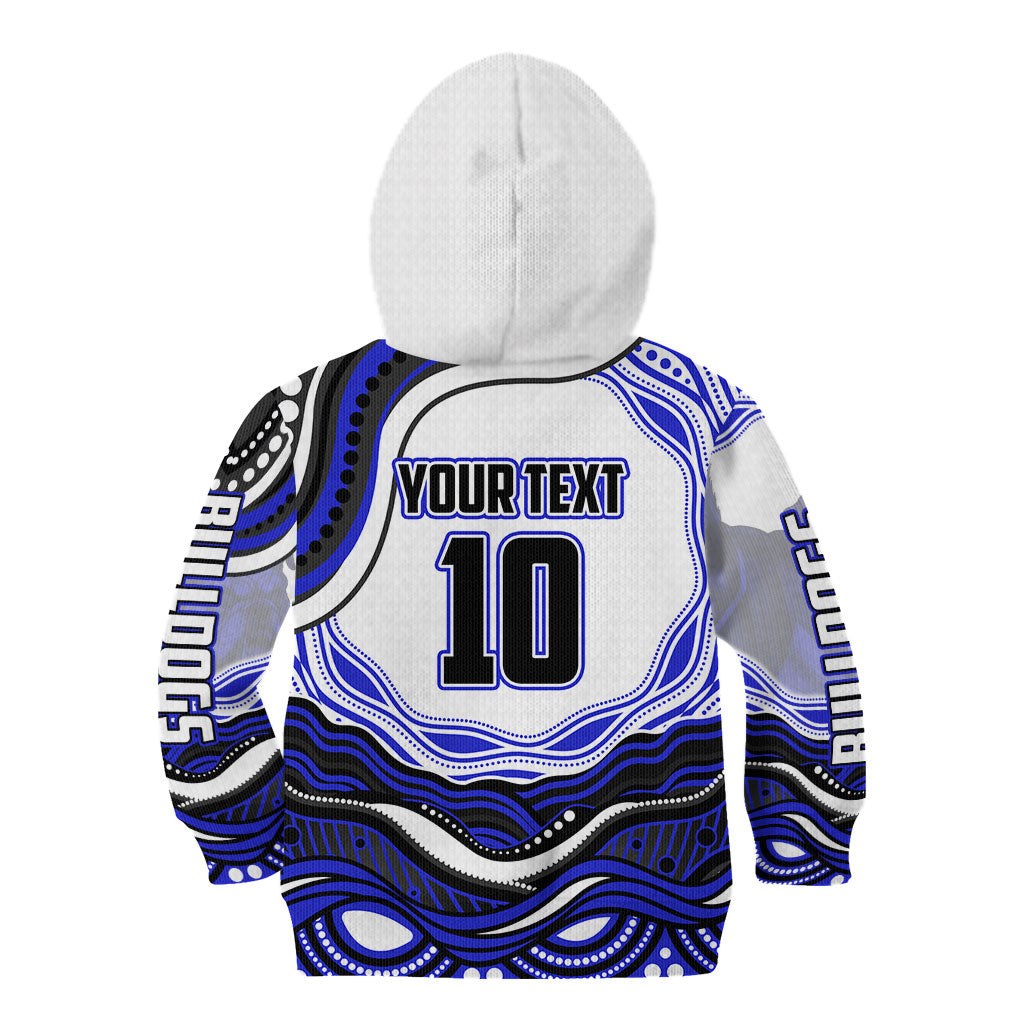 Personalized Canterbury Bankstown Bulldogs Kid Hoodie Aboriginal Dot Art - Dreamtime Rugby Mascot