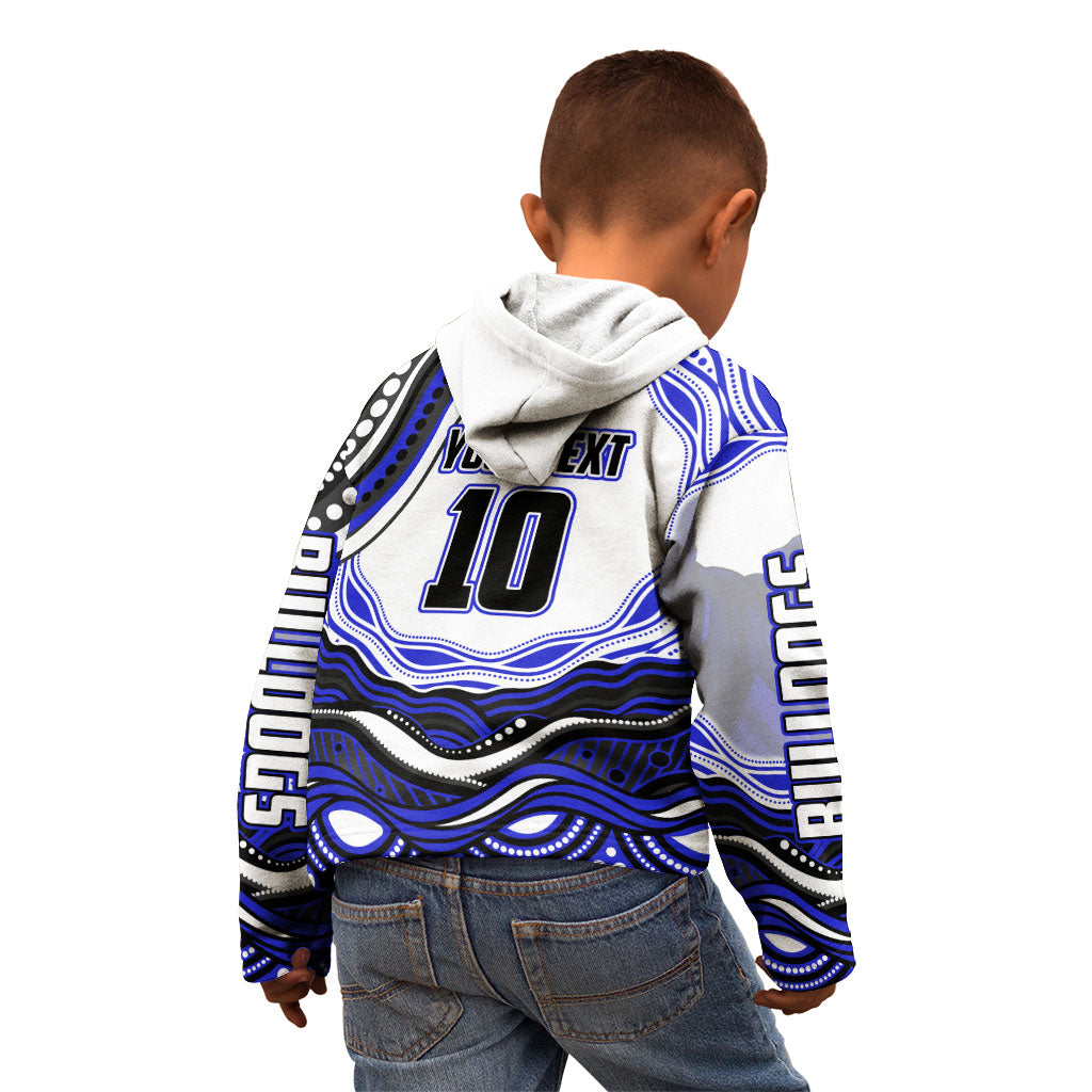 Personalized Canterbury Bankstown Bulldogs Kid Hoodie Aboriginal Dot Art - Dreamtime Rugby Mascot