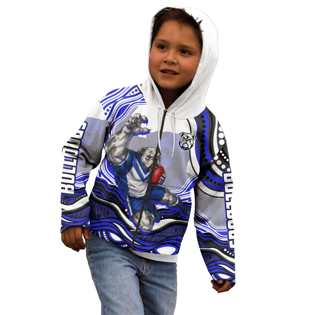 Personalized Canterbury Bankstown Bulldogs Kid Hoodie Aboriginal Dot Art - Dreamtime Rugby Mascot