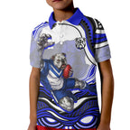 Personalized Canterbury Bankstown Bulldogs Kid Polo Shirt Aboriginal Dot Art - Dreamtime Rugby Mascot