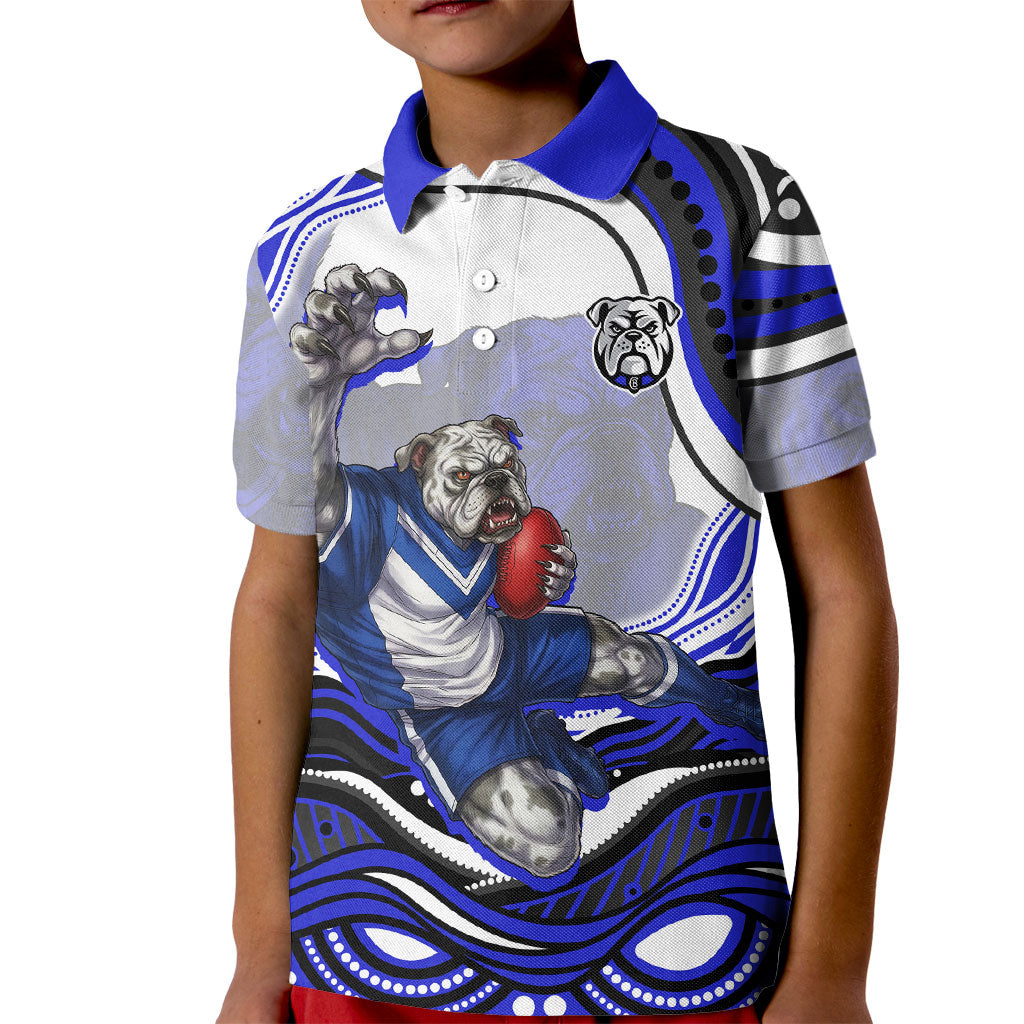 Personalized Canterbury Bankstown Bulldogs Kid Polo Shirt Aboriginal Dot Art - Dreamtime Rugby Mascot