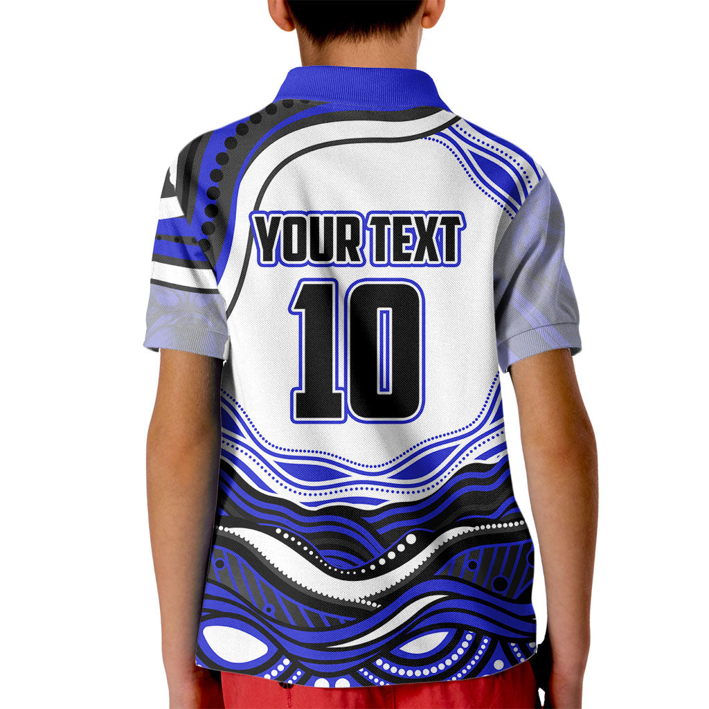 Personalized Canterbury Bankstown Bulldogs Kid Polo Shirt Aboriginal Dot Art - Dreamtime Rugby Mascot