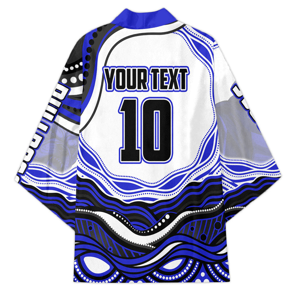 Personalized Canterbury Bankstown Bulldogs Kimono Aboriginal Dot Art - Dreamtime Rugby Mascot