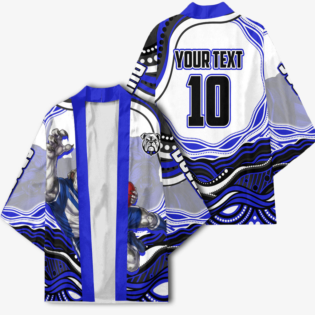 Personalized Canterbury Bankstown Bulldogs Kimono Aboriginal Dot Art - Dreamtime Rugby Mascot