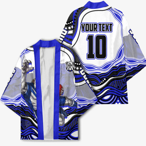 Personalized Canterbury Bankstown Bulldogs Kimono Aboriginal Dot Art - Dreamtime Rugby Mascot